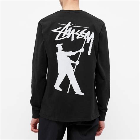 Stussy Long Sleeve Painter Pigment Dyed Tee Black End Us