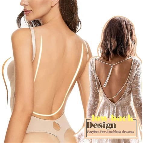 Rygglös Body Shaper för kvinnor Push Up BH Låg rygg Stringtrosa Bodysuit i Nude XL bf Nude