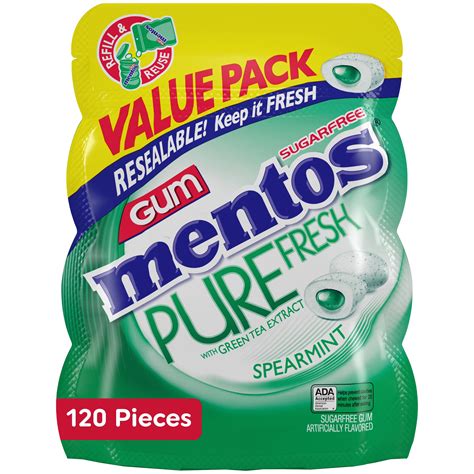 Mentos Pure Fresh Spearmint Sugarfree Gum Extra Value Pack 120 Count