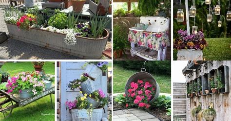 Galvanized metal bucket flower planter display. 32 Charming Vintage Garden Decor Ideas You Can DIY