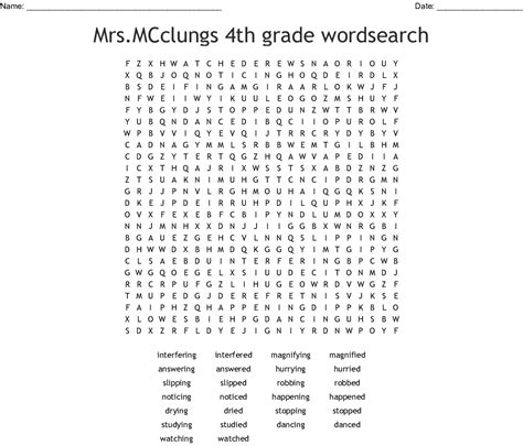 Word Search Printable For 4th Grade Word Search Printable