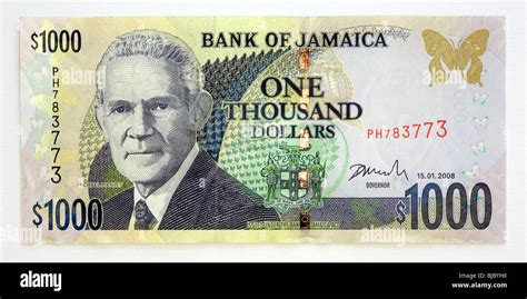 Jamaican One Thousand 1000 Dollar Bank Note Stock Photo ...