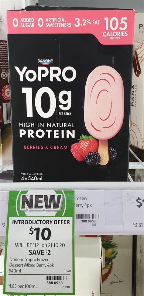 Danone 540ml Yopro Frozen Dessert Sticks Berries Cream New Products Australia