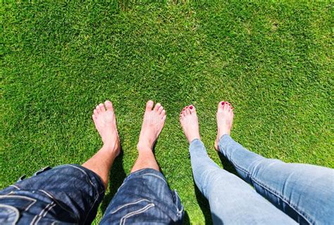 Two Pairs Of Bare Feet Stock Image Image Of Love Happiness