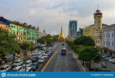 Main Street Of Yangon Myanmar Editorial Photography Image Of Cars