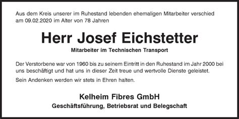 Traueranzeigen Von Josef Eichstetter Mittelbayerische Trauer