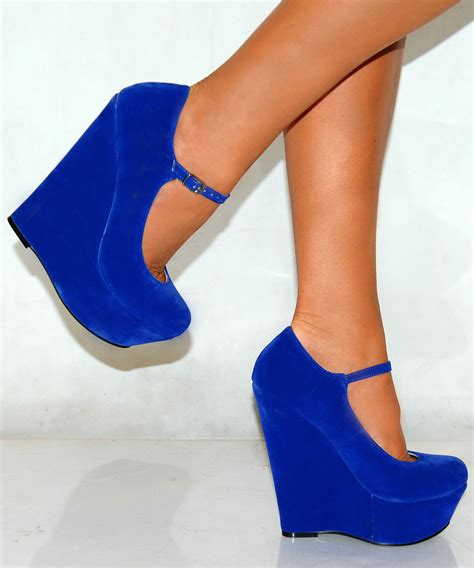 Blue Wedge Heels