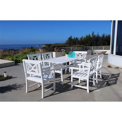 Shop Bradley Rectangular Table And Arm Chair Outdoor Wood Dining Set