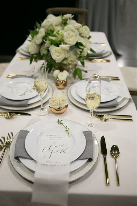 Elegant White Table Setting By Stem Floral Design Dinner Table