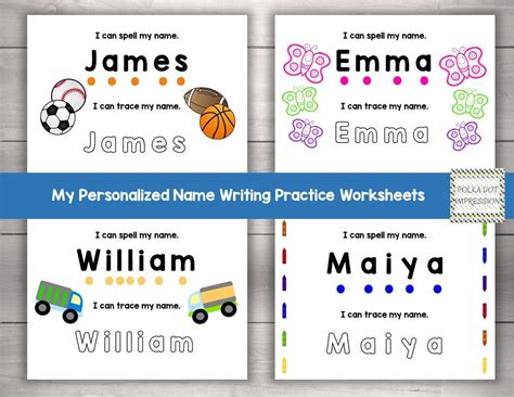 My Personalized Name Writing Worksheets Learn To Spell My Etsy