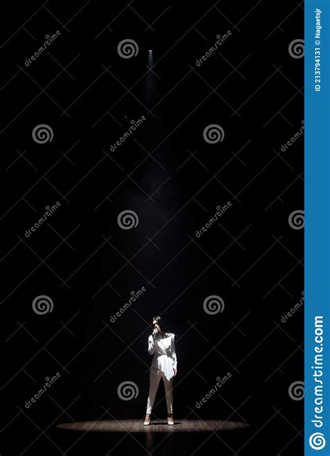 Artist Performing Live On Scene In Music Hall Stock Image Image Of