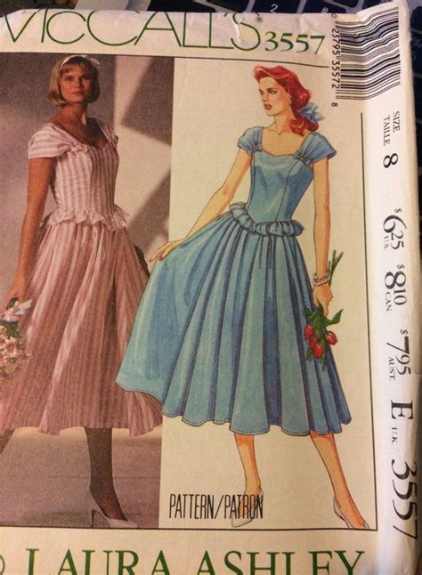 Vintage Laura Ashley 80s Sewing Pattern Mccalls 3557 Misses Dress