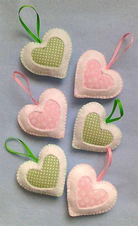 Handmade Felt Hearts Set Of 6 By Littlefactorycrafts On Etsy