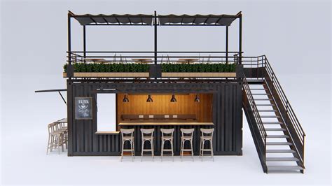 Container Cafe 2 3d Model Cgtrader Container Bar Container Coffee