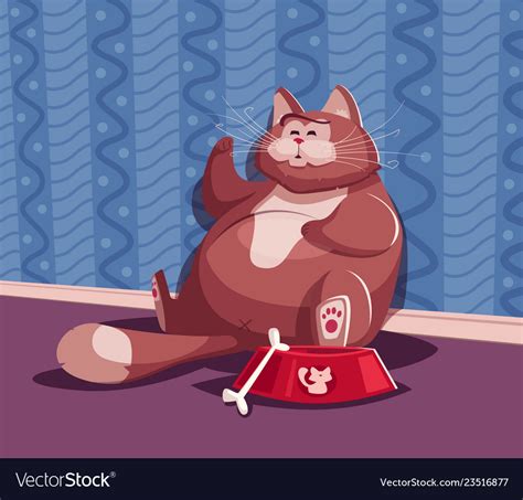 Funny Fat Cat Cartoon Royalty Free Vector Image