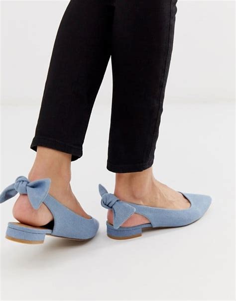 Asos Design Lizzie Bow Slingback Ballet Flats Best Work Shoes For