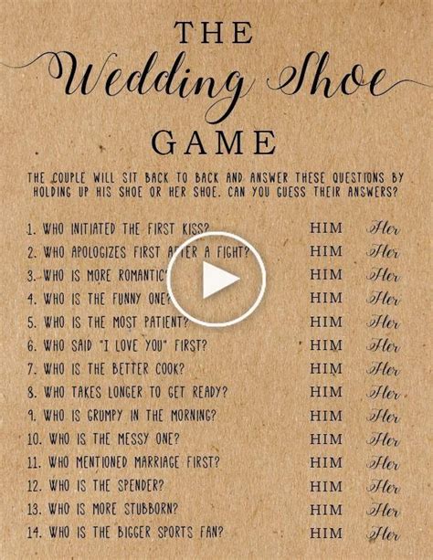The Wedding Shoe Game Bridal Shower Games Wedding Shower Games Bridal Shower Print