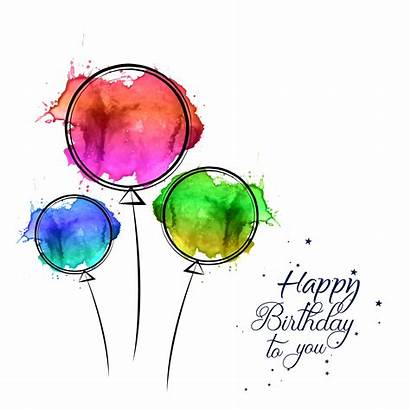Watercolor Birthday Balloons Happy Drawn Card Hand