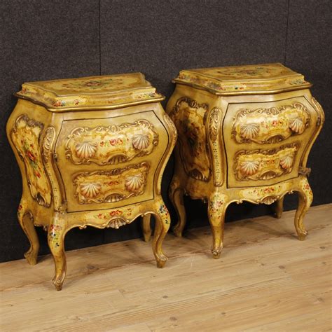 See more ideas about solid oak, timeless furniture, bedside drawers. Pair of Venetian bedside tables in lacquered and painted w ...