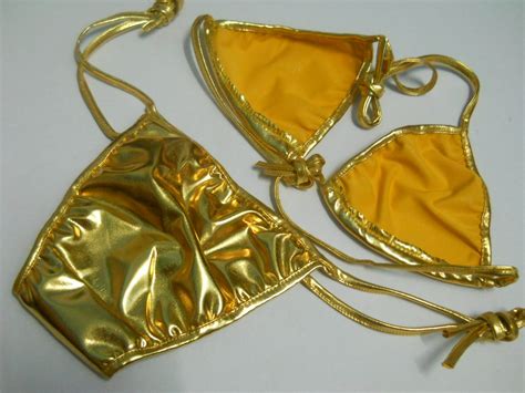 Fashion Care 2u S228 2 Sexy Metallic Gold Bra Swimwear Bikini 2pcs Set
