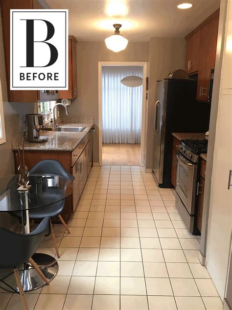 Before And After A Galley Kitchen Gets A Gorgeous Modern Makeover