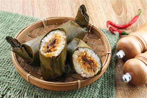 Arem Arem A Traditional Indonesian Food Made From Rice Filled With
