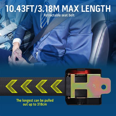 2pcs Universal Adjustable 3 Point Retractable Auto Car Seat Lap Belt