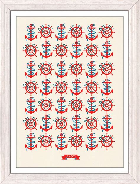 vintage nautical poster ahoy nautical pattern by seasideprints