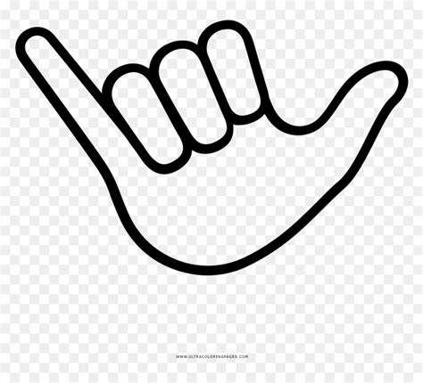 Hang Loose Hand Sign Sketch Coloring Page