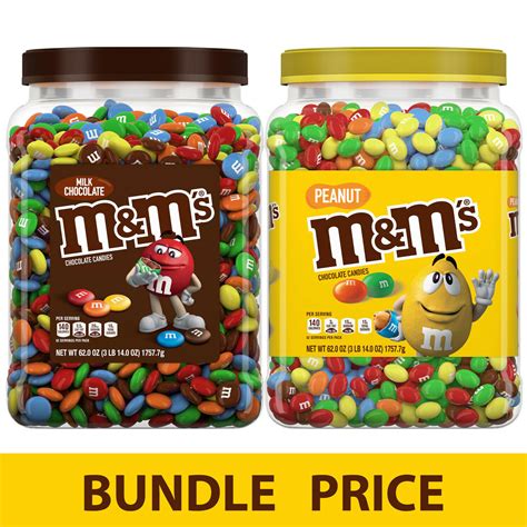 Mandms Peanut Chocolate Candy And Milk Chocolate Plastic Pantry Size Jar