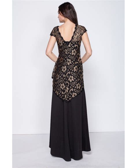 Mature Unique Elegant Black Long Lace Dress Ck352 782