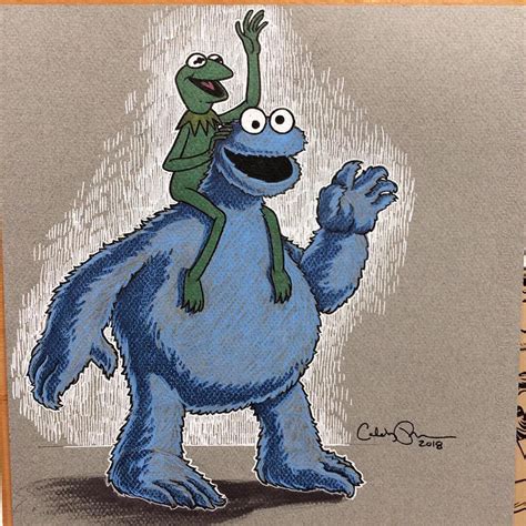 Cookie Monster And Kermit Drawing By Calebmprochnow On Deviantart