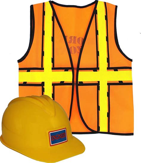 Mamvio Construction Worker Costume Hard Hat And Vest Dress Up Role