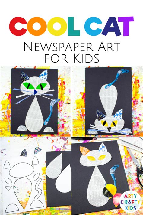 Cool Cat Newspaper Art Project For Kids Kids Art Projects Animal