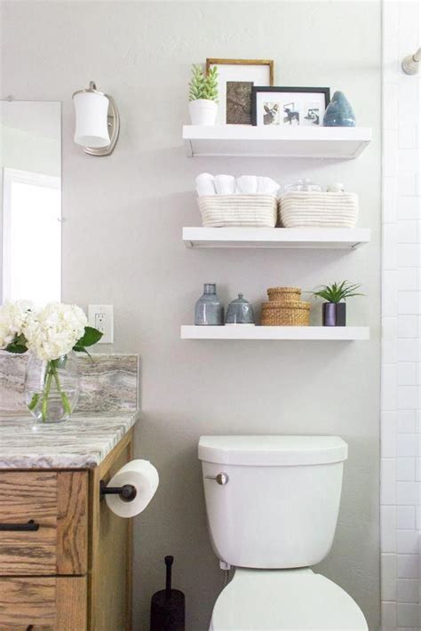 If your bathroom is small, walls are the best place to store whatever you have, it'll save the actual floor space. Floating shelves above the toilet. Alaskan Bathroom ...