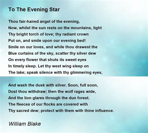 To The Evening Star To The Evening Star Poem By William Blake