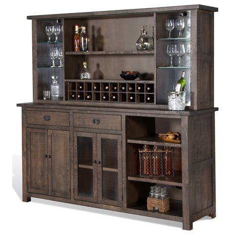 Sunny Designs Homestead Rustic Back Bar With Wine Bottle Storage