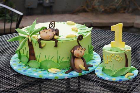 Monkey Jungle Birthday Cake With Matching Smash Cake Safari Birthday