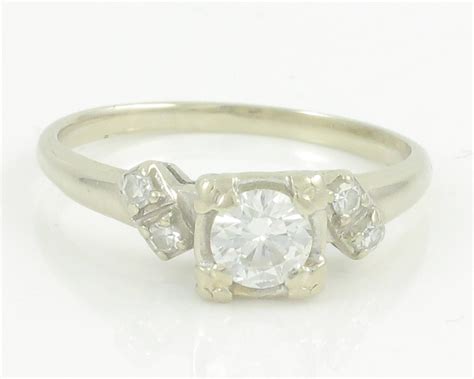 Vintage Diamond Engagement Ring K White Gold Ct Tw Diamond Ring