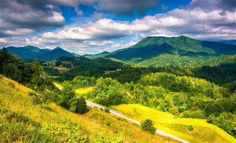 Landscape Hills Trees Mountains Green Sky Clouds