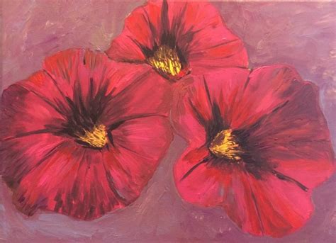 Petunias Acrylic Painting Canvas Canvas Painting Painting
