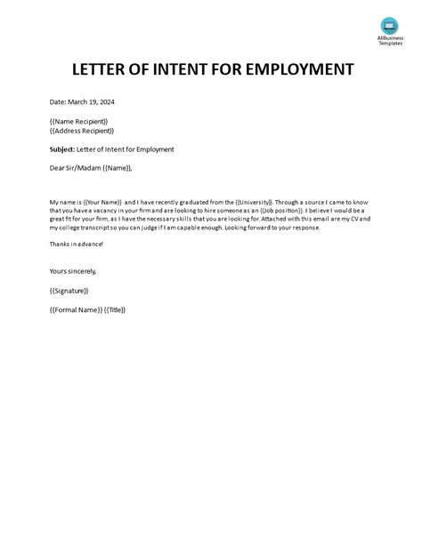 Letter Of Intent Examples For Job Hot Sex Picture