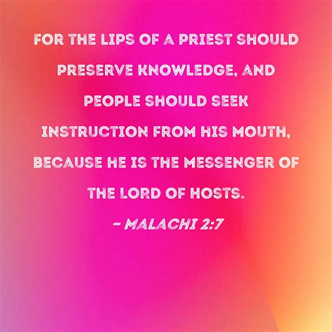 Malachi 27 For The Lips Of A Priest Should Preserve Knowledge And