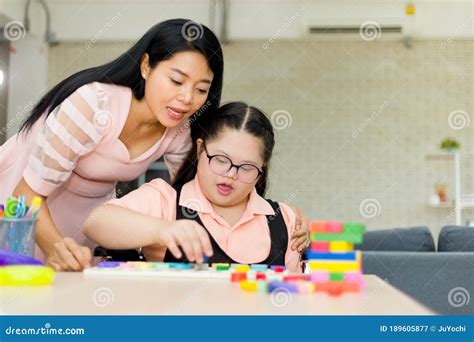 Autism Girl With Learning Practice At Home Stock Image Image Of Help