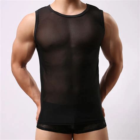 Man Undershirtsmale Mesh See Through Tank Tops Underweargay Funny