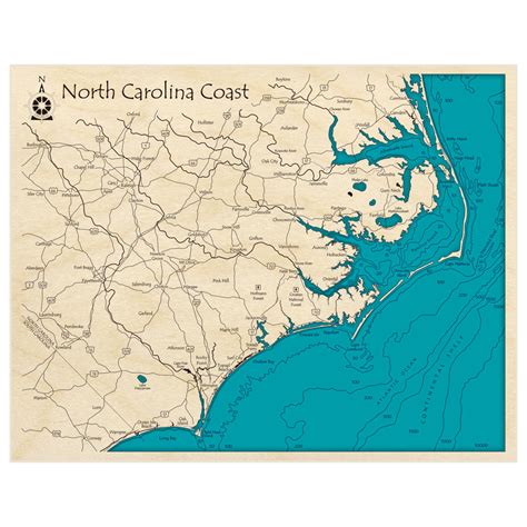 North Carolina Coast 3d Custom Wood Map Lake Art Llc