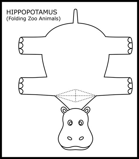 Hippopotamus Folding Zoo Animals Coloring Page