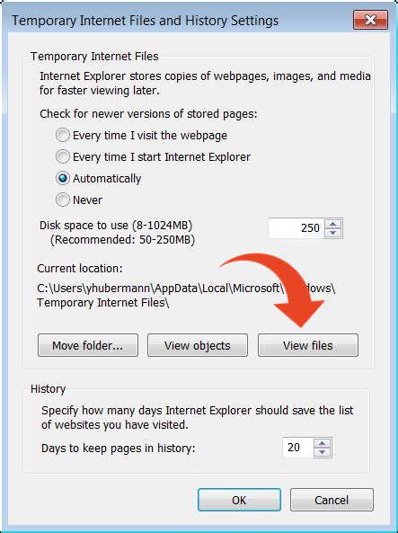 Clearing Temporary Internet Files Browser