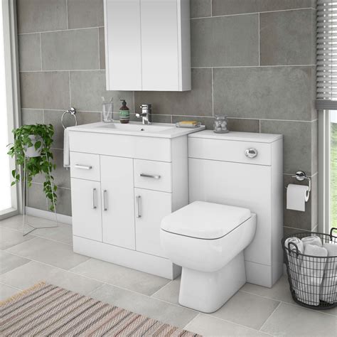Buy vanity units at screwfix.com. Turin 1300mm Gloss White Vanity Unit Bathroom Suite ...