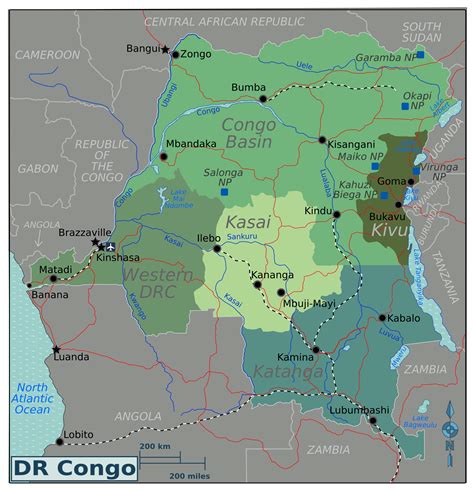 Large Regions Map Of Congo Democratic Republic Congo Democratic